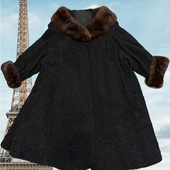 Vintage lambswool and Mink fur coat - Picture 10 of 10